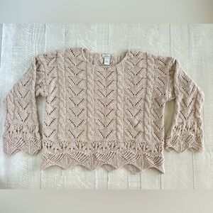 Women’s Sundance Open Knit Coastal  Fisherman Cotton Sweater Sand Color Sz XLP